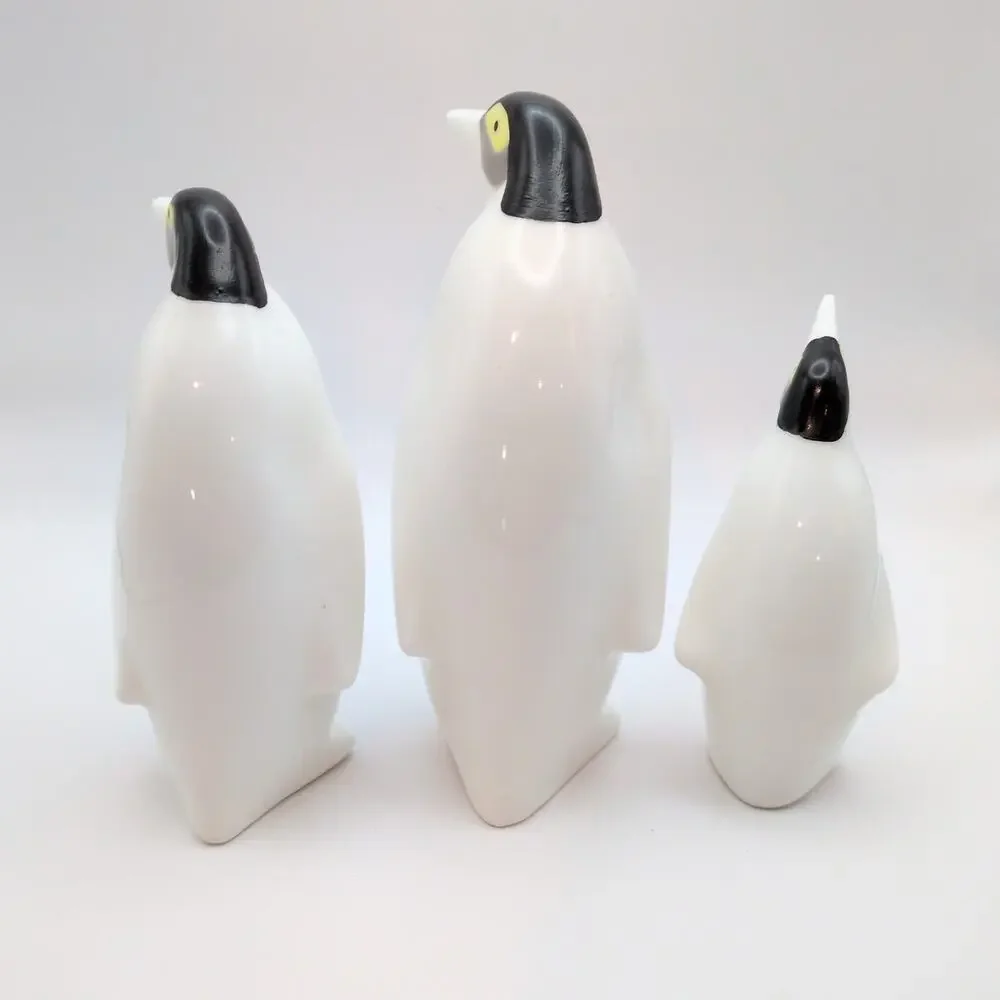 VTG Omnibus Bone China Ceramic Penguin Figurines 3 Piece Family Set Black White